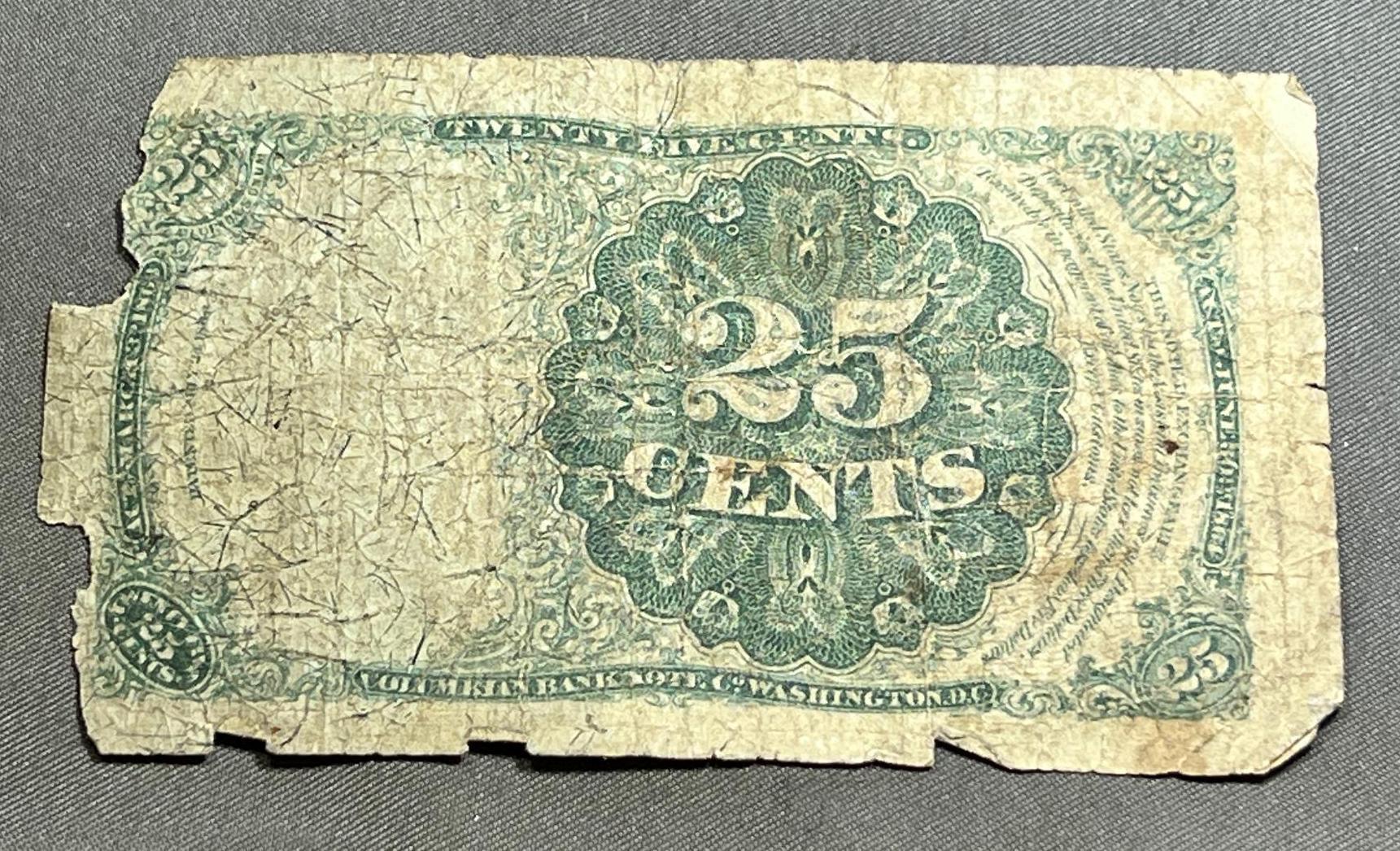1874 25 CENT Fraction Currency Note