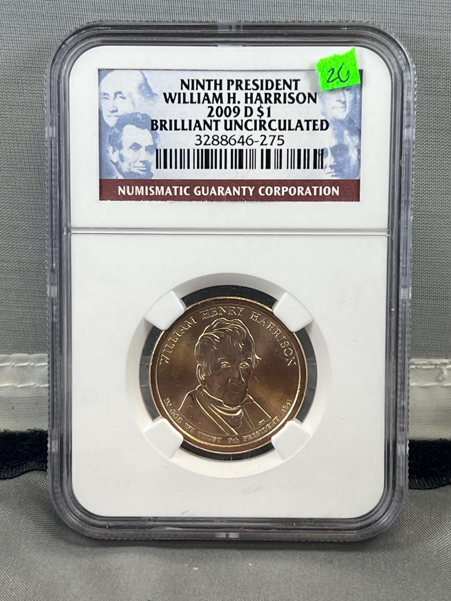 2009-D William Harrison Presidential Dollar in NGC First Day Issue Brilliant UNC