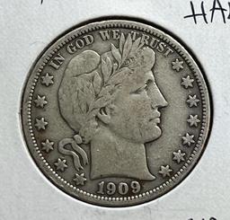 1909 Barber Half Dollar, 90% Silver