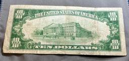 1934 Green Seal $10.00 US Federal Reserve Note