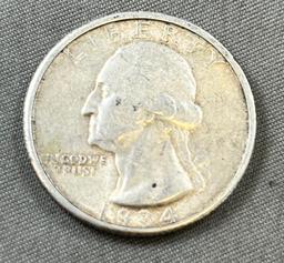 1934 Washington Quarter, 90% silver