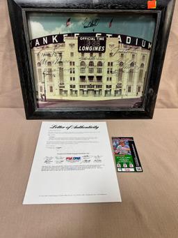 Yankees Greats Stadium Photo w/ multiple autographs including Paul O'Neill, and others, with PSA/...