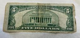 North Africa Emergency Issue 1934A $5.00 Yellow Seal Silver Certificate