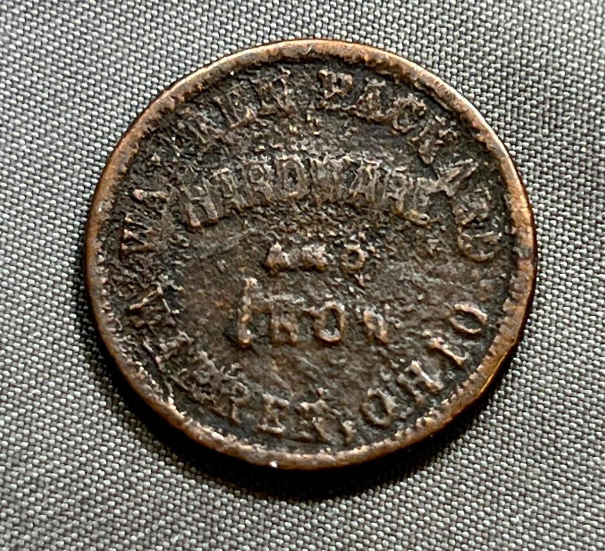 W& A.J. Packard Hardware and Iron Civil War Token Youngstown Ohio