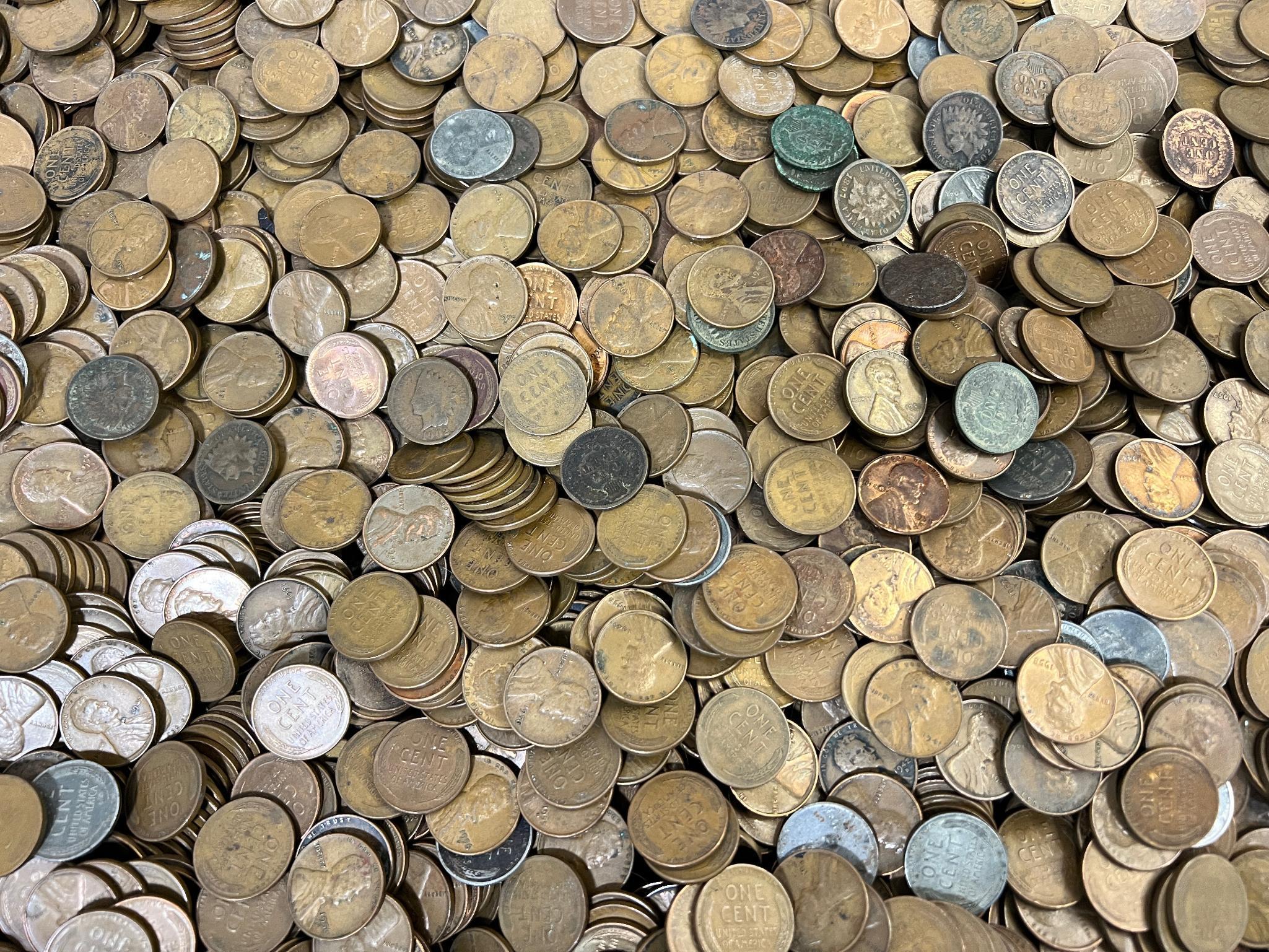 25+ pounds of Wheat cents w/ some Indianhead cents