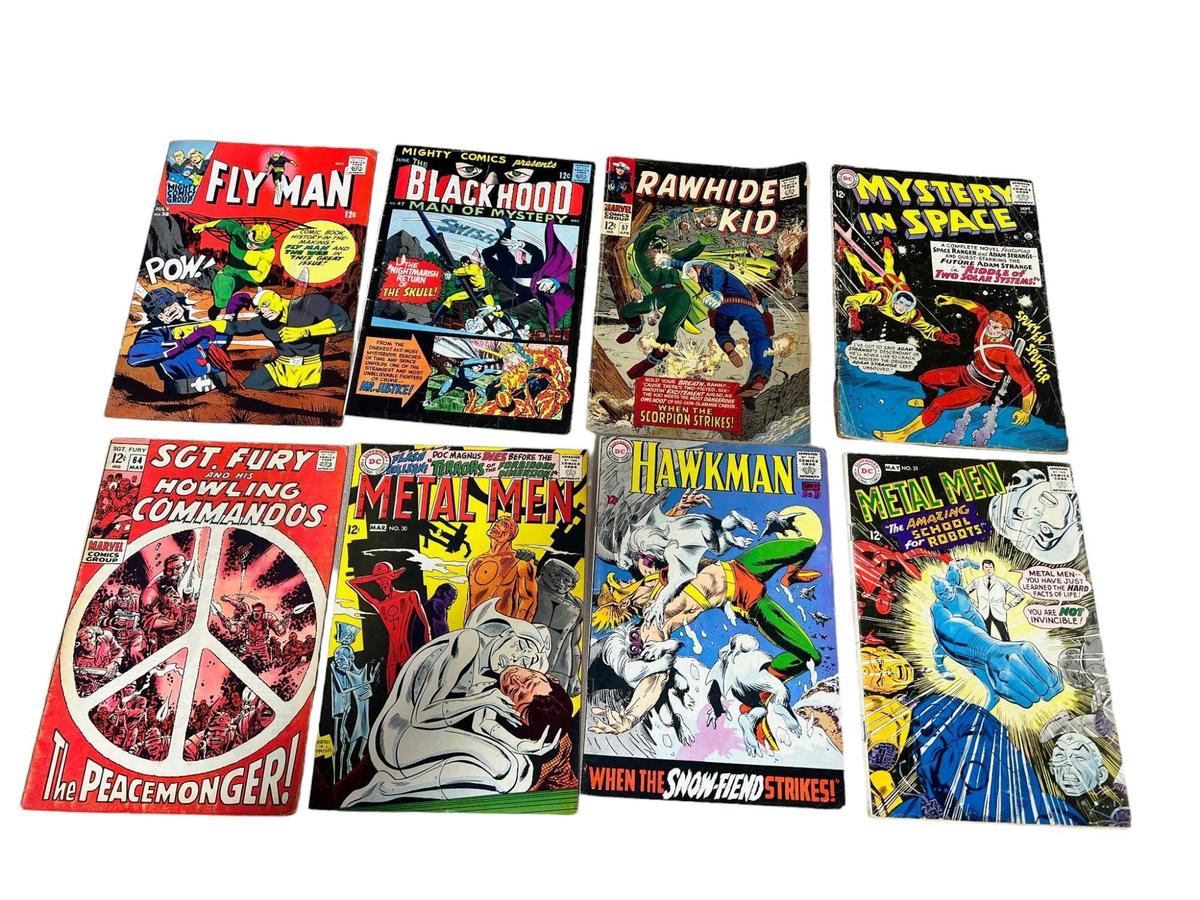 8- 12 Cent Comics, Metal Men, Fly Man, Rawhide Kid, Hawkman and more, see all pics