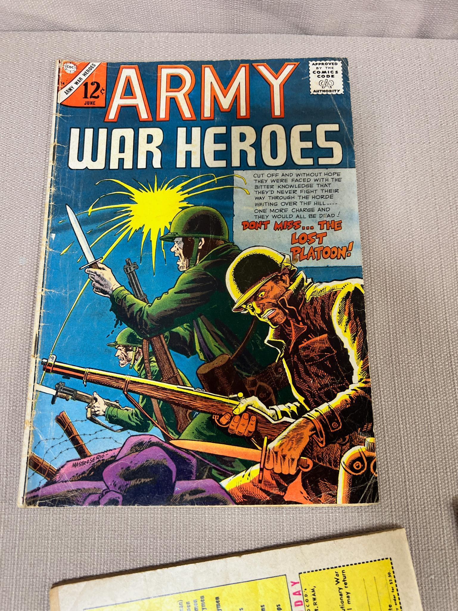 Early lot of 6 War related Comics, Sgt Fury, Army War Heroes and more, most are 12 cent