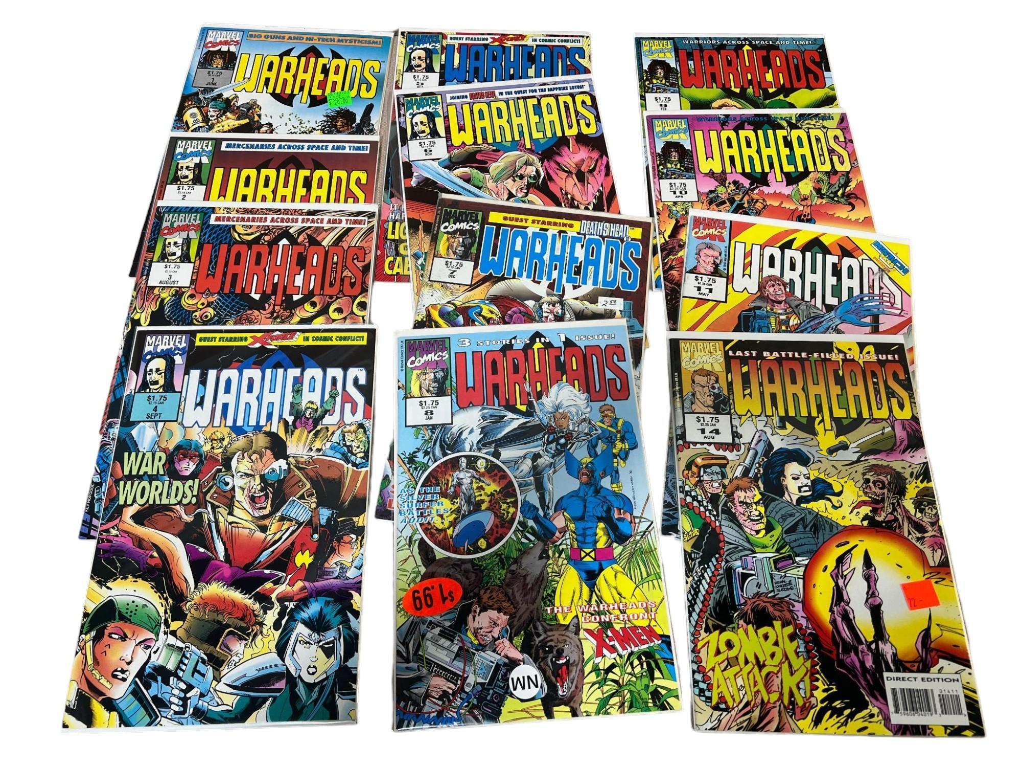 12- Warheads comic books, includes 1-11 and issue 14