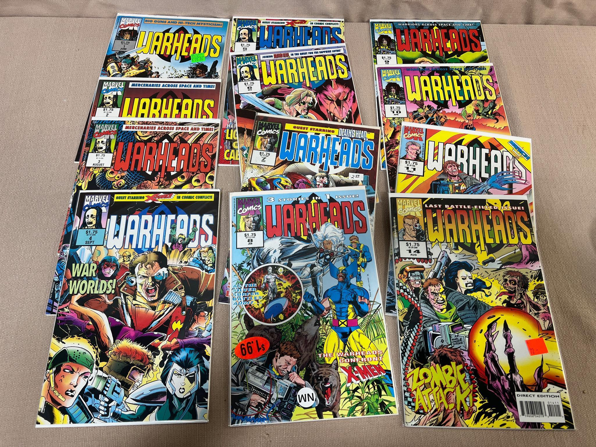 12- Warheads comic books, includes 1-11 and issue 14
