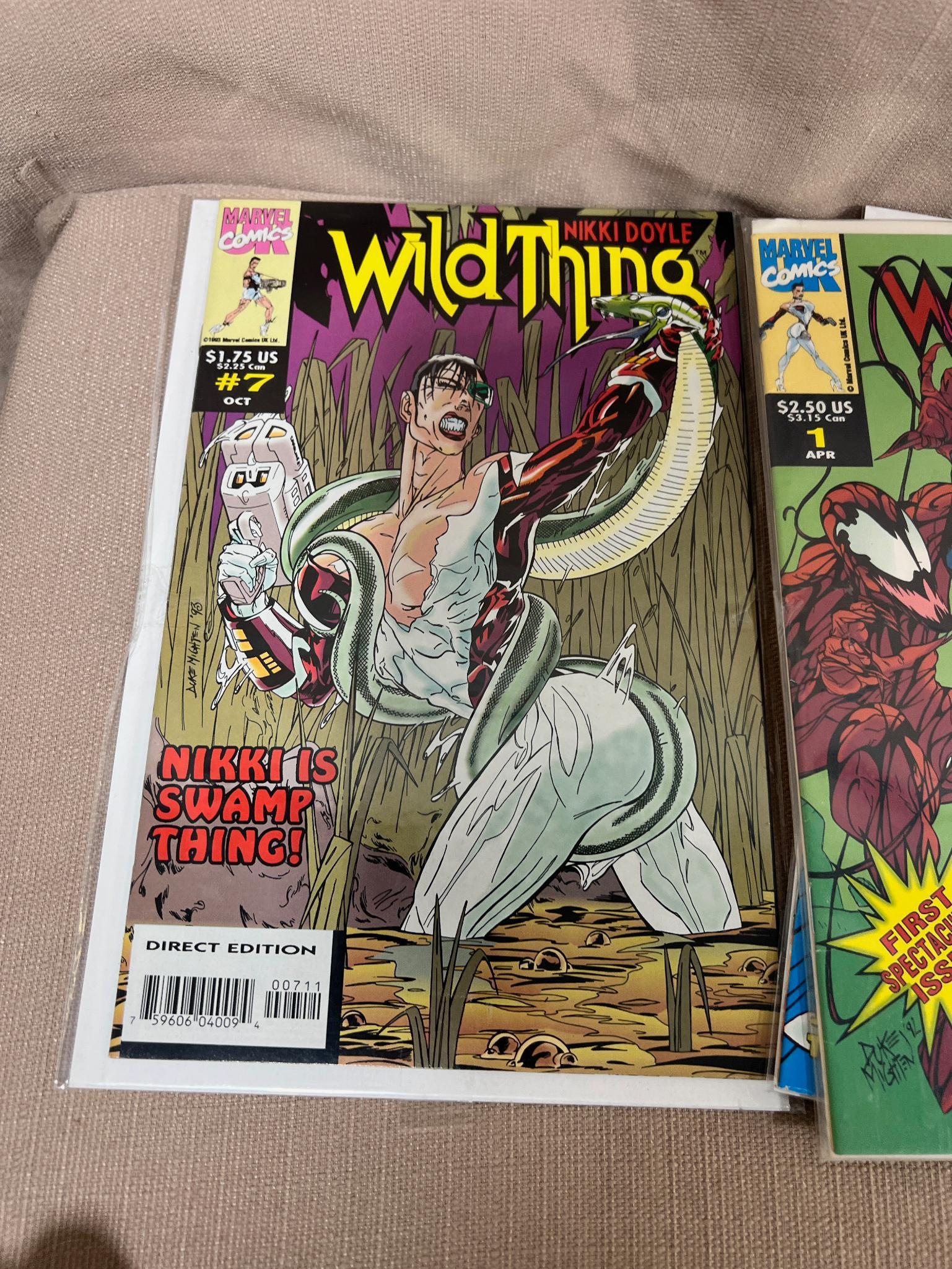 25 Marvel Comic Books including Wild Things 1-7, Plasmer 1-4 and Knights of Pendragon 1-14