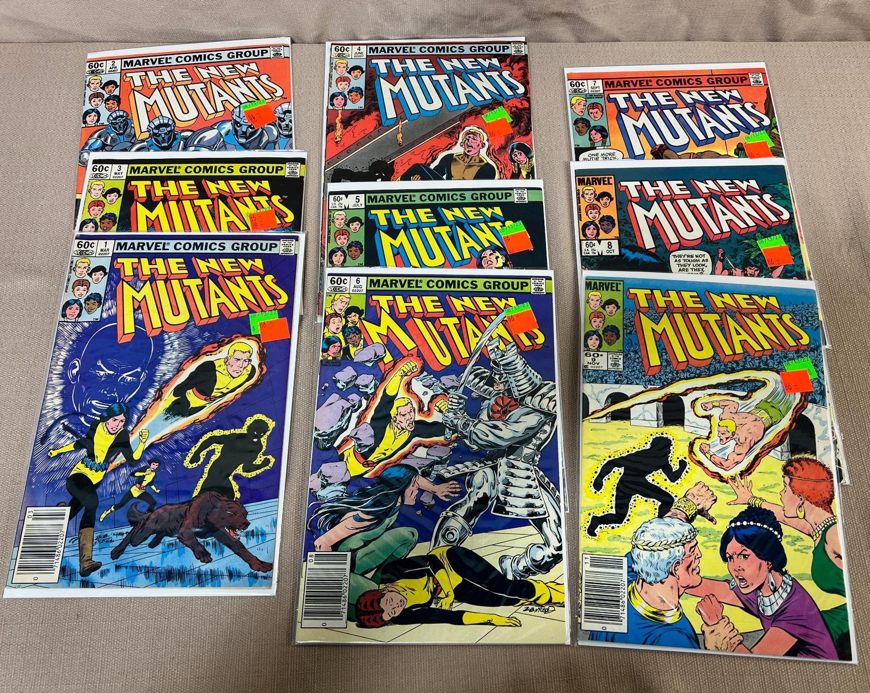 9- The New Mutants comic books, issues 1-9