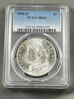 1904-O Morgan Silver Dollar in PCGS MS63 Holder