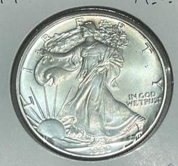 1990 US Silver Eagle .999 silver, GEM UNC