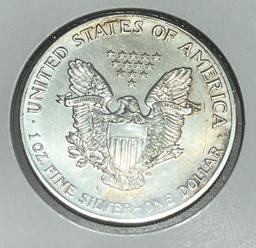 1990 US Silver Eagle .999 silver, GEM UNC