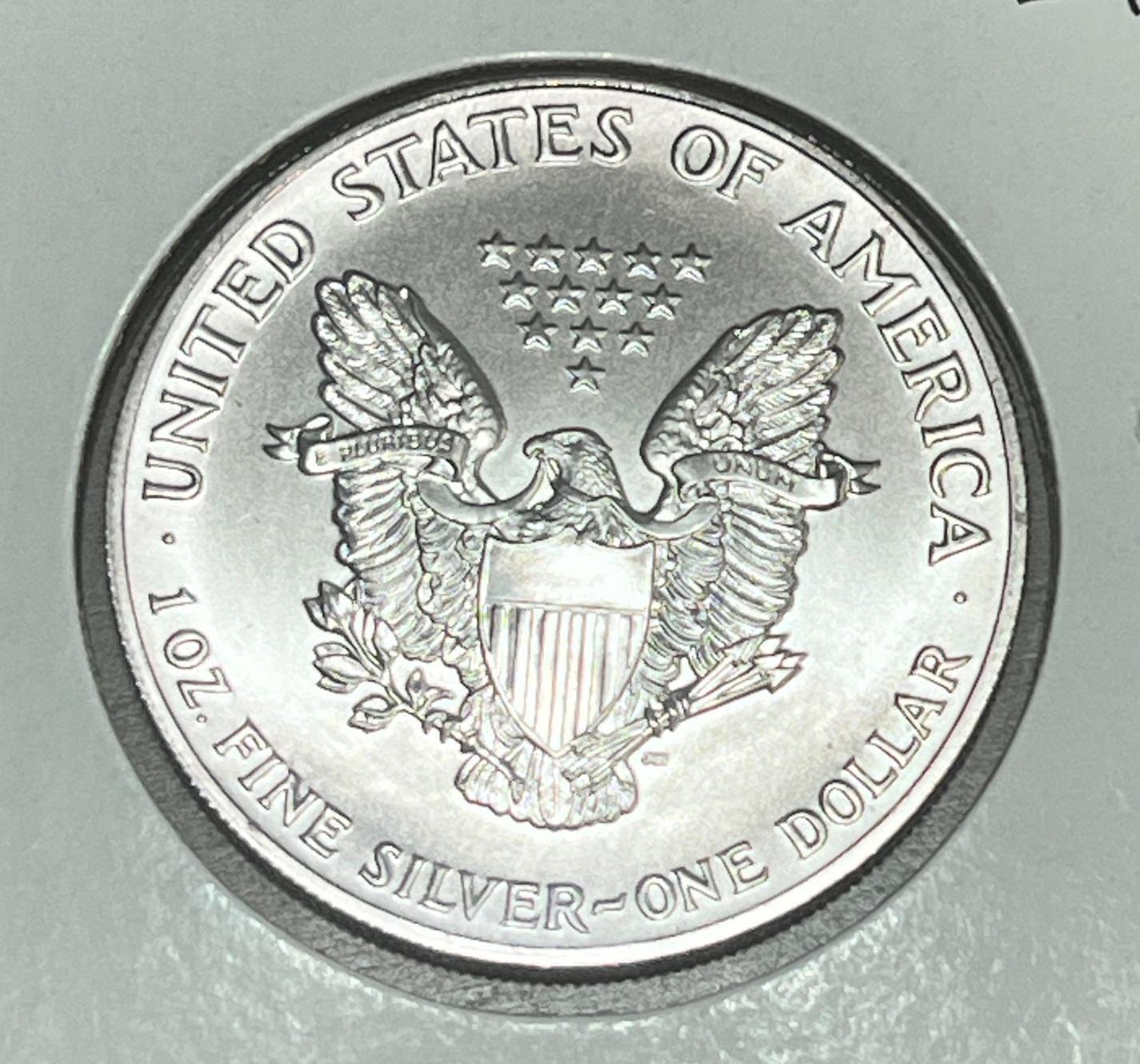 1992 US Silver Eagle .999 silver, GEM UNC