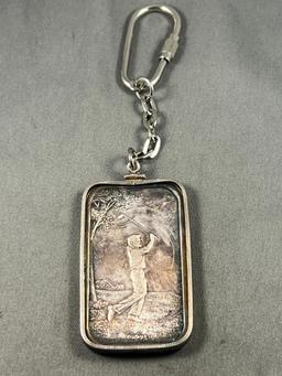 One Troy Ounce .999 Silver Bar w/ Keychain Bezel