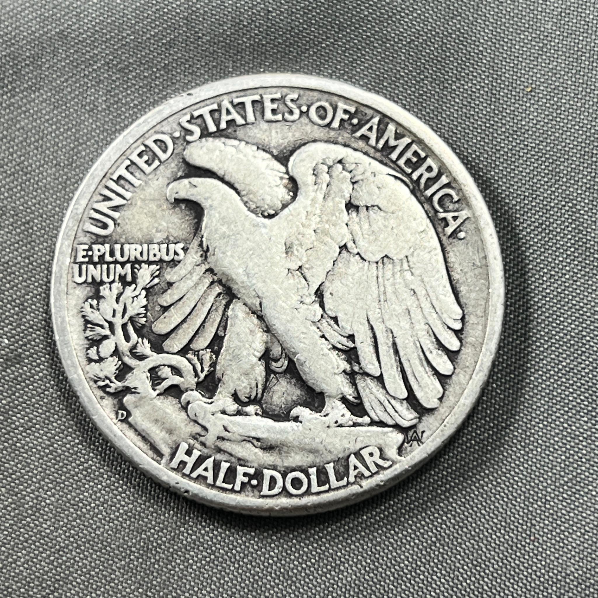 1944-D US Walking Liberty Half Dollar, 90% Silver