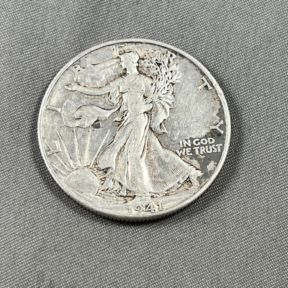 1941-D US Walking Liberty Half Dollar, 90% Silver