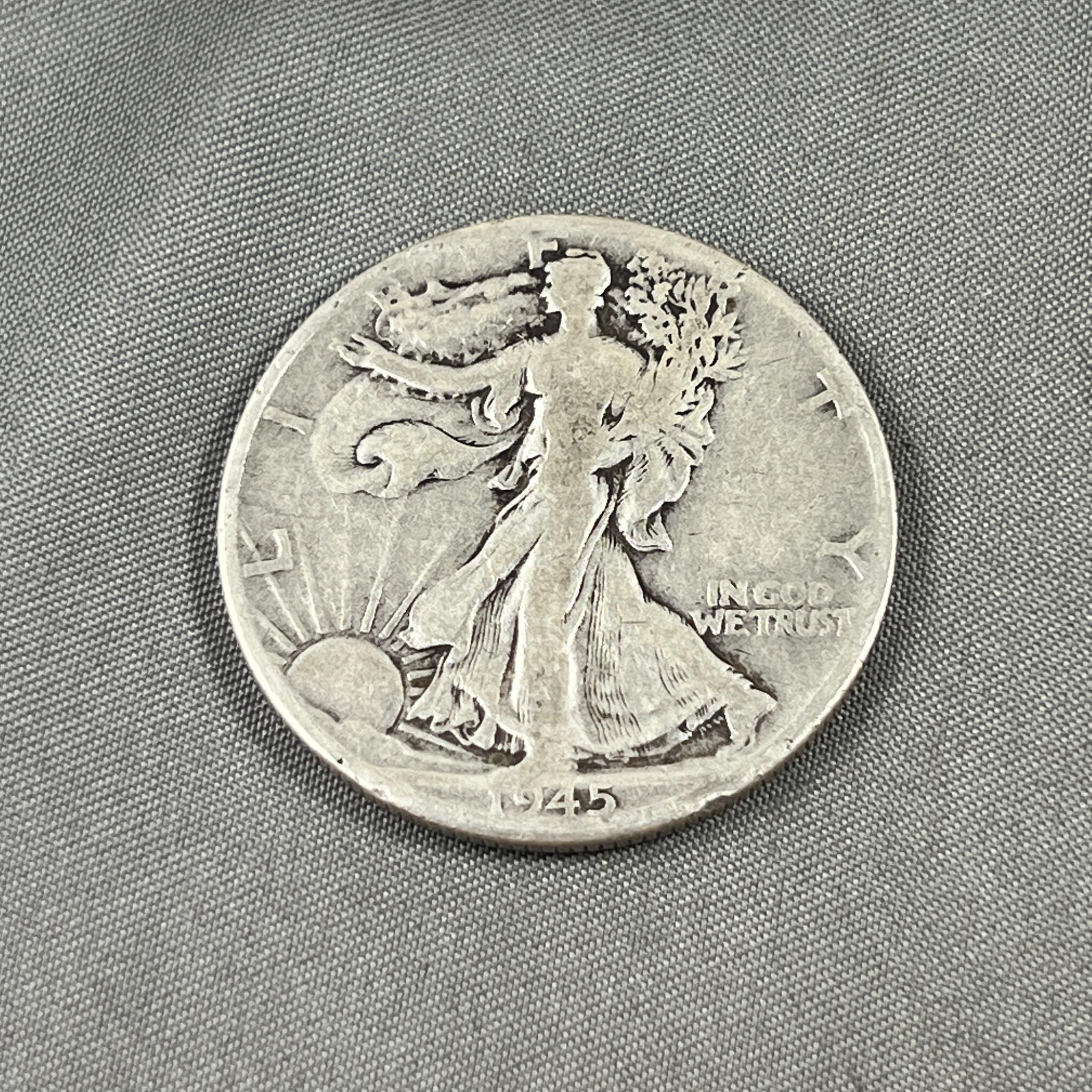 1945-D US Walking Liberty Half Dollar, 90% Silver