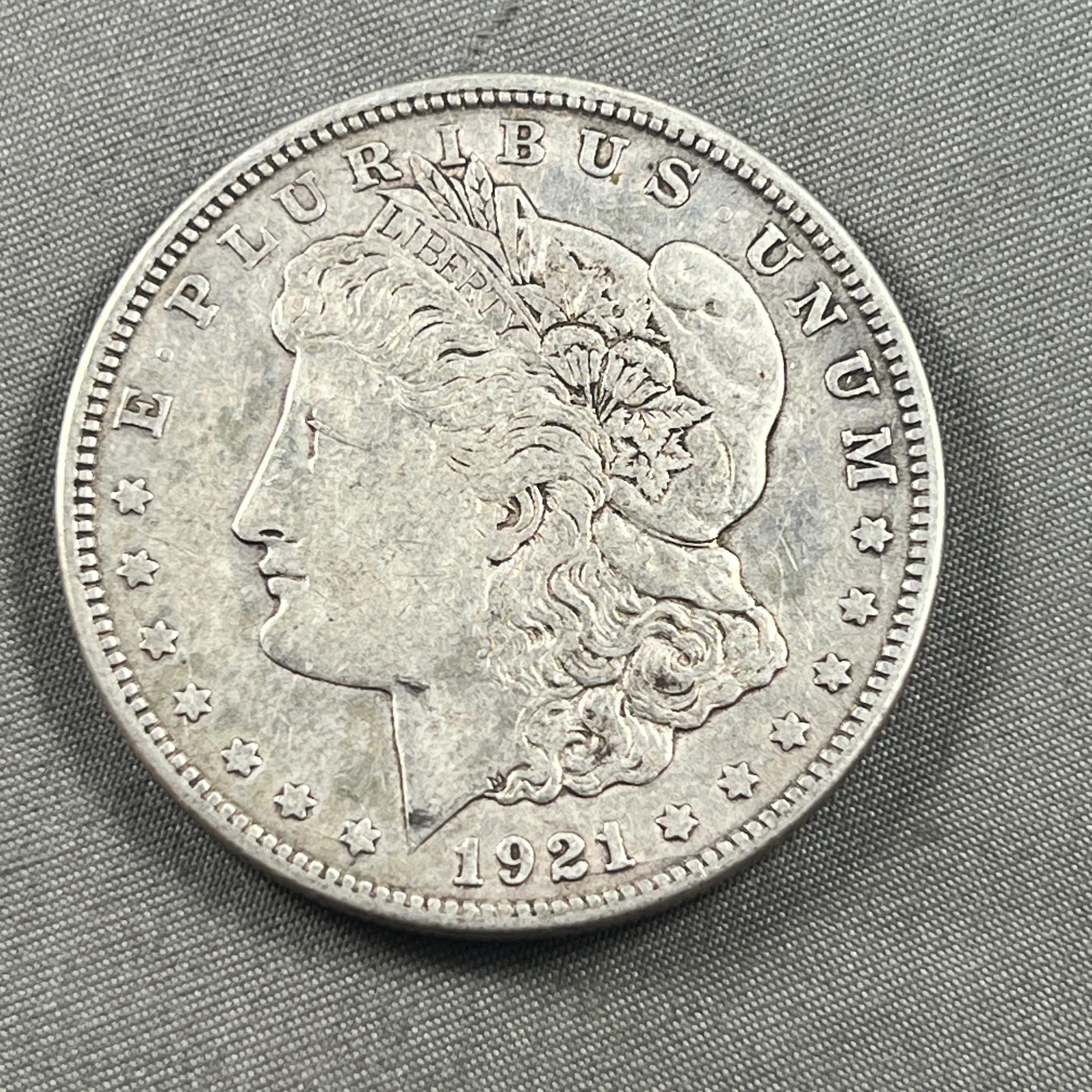 1921-D Morgan Silver Dollar, 90% silver