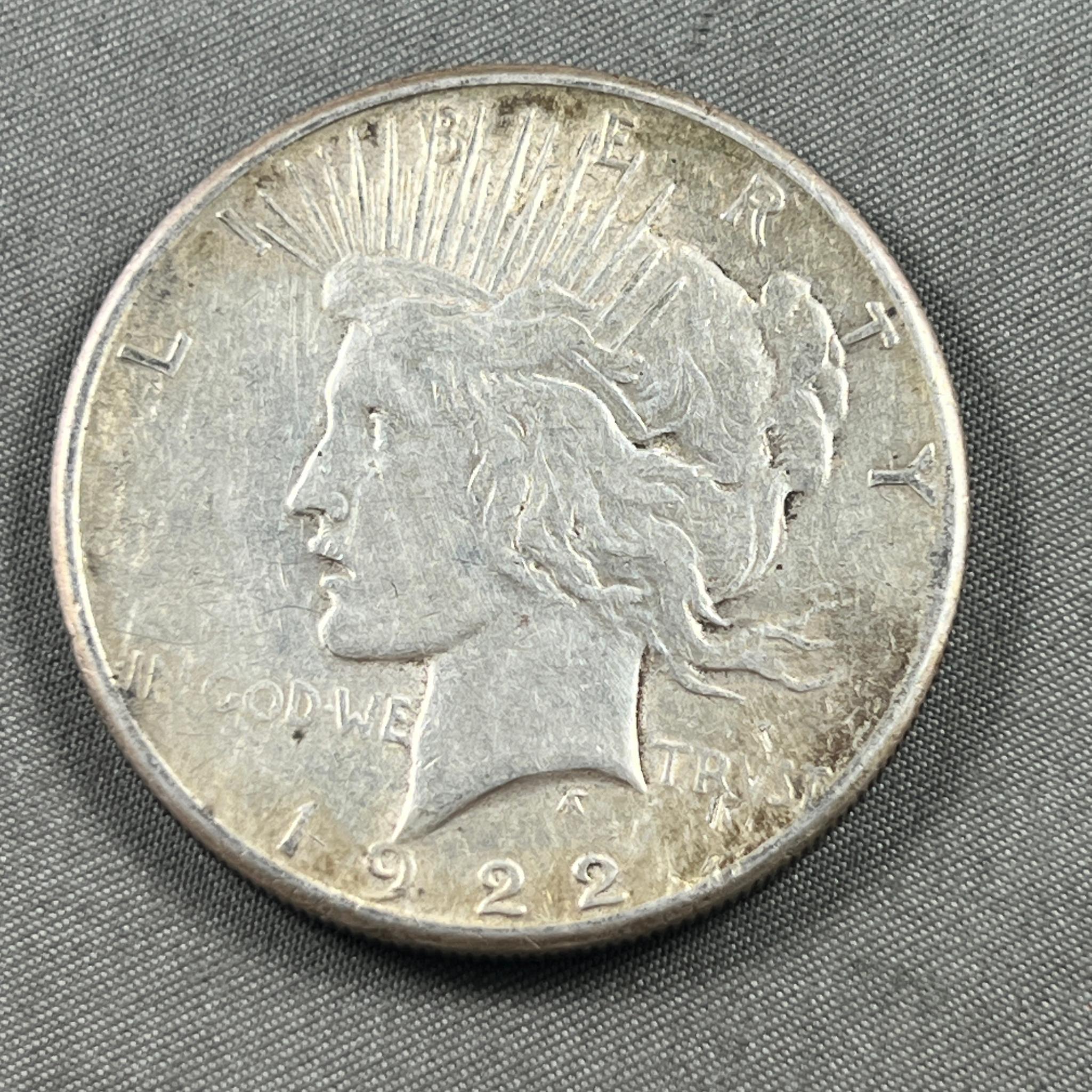 1922-S Peace Silver Dollar, 90% silver