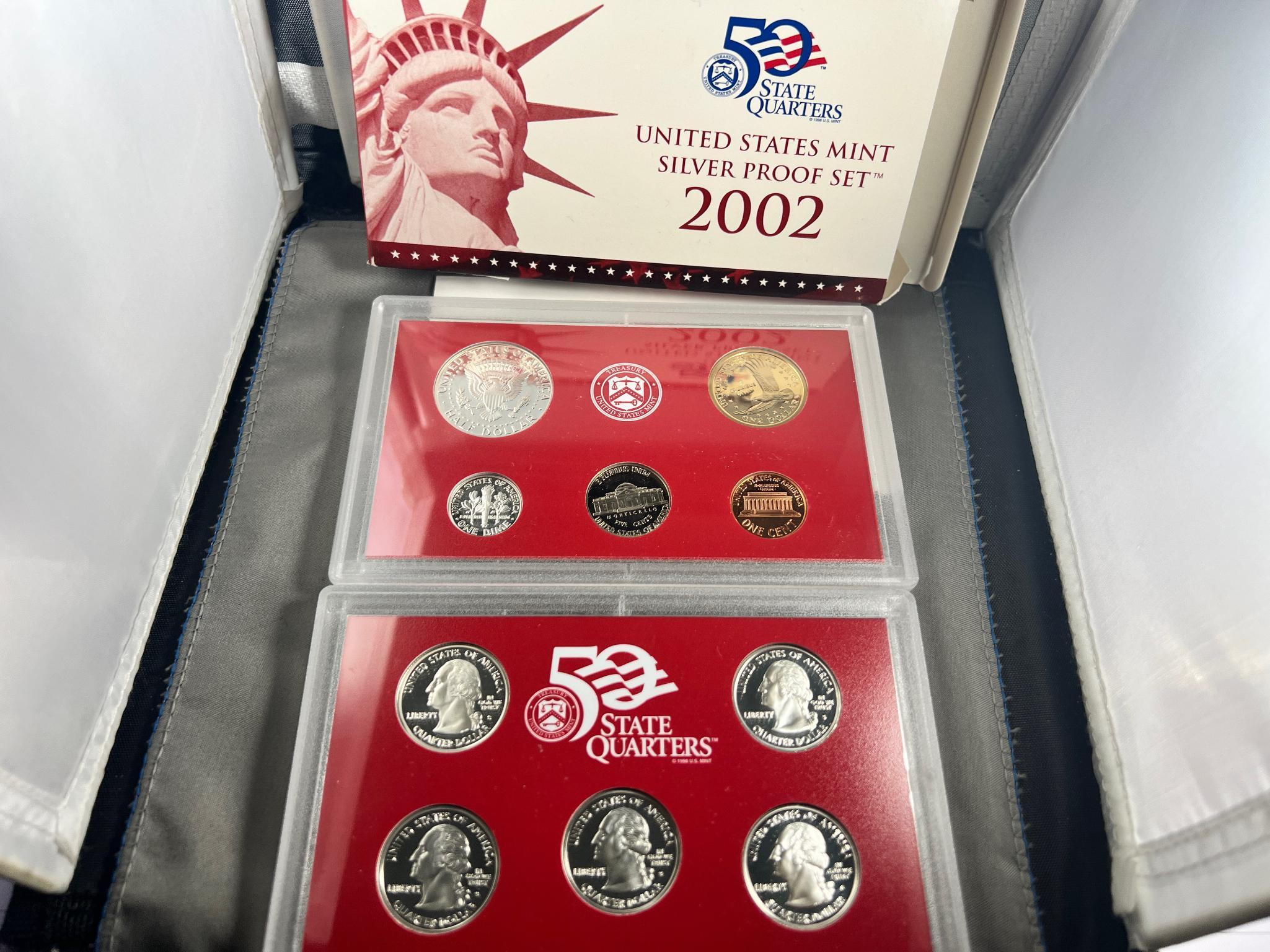 SILVER 2002-S Complete Proof Set w/ silver statehood quarters included