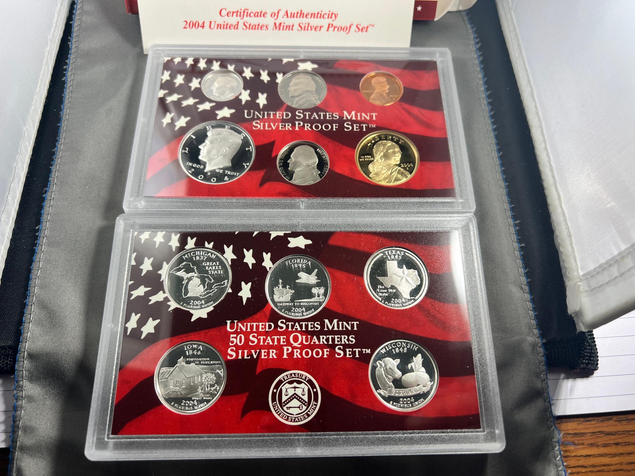 SILVER 2004-S Complete Proof Set w/ silver statehood quarters included