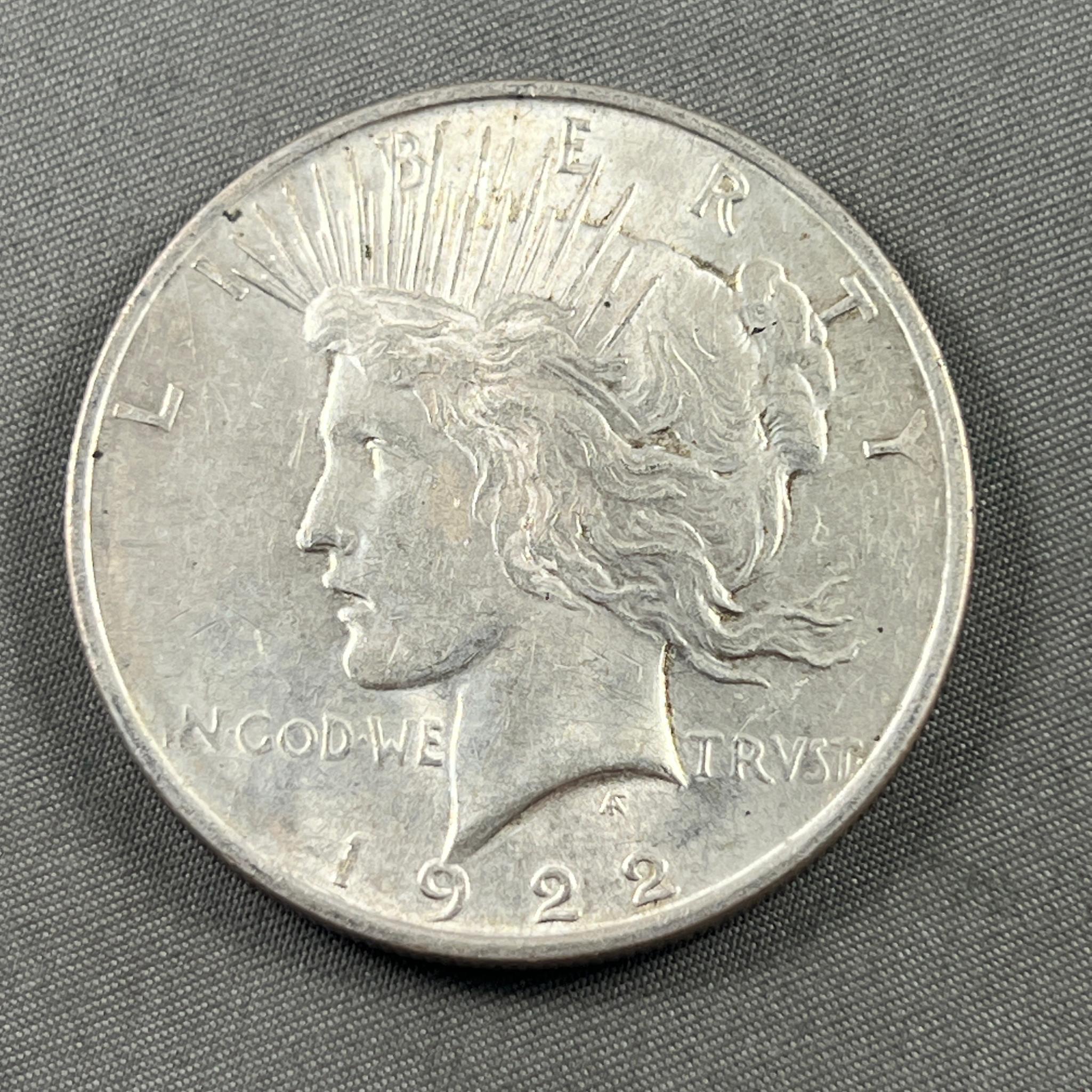 1922 Peace Silver Dollar, 90% silver