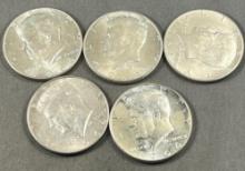 5- 1964 90% Silver Kennedy Half Dollars, SELLS TIMES THE MONEY