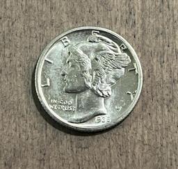 1935-S Mercury Dime, 90% Silver, GEM BU