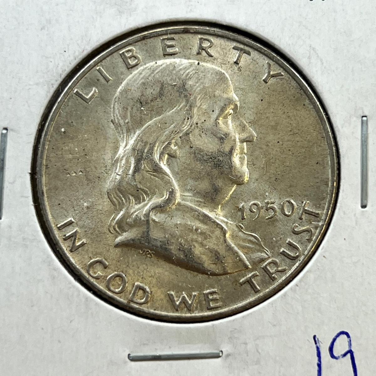 1950-D Franklin Half Dollar, 90% Silver