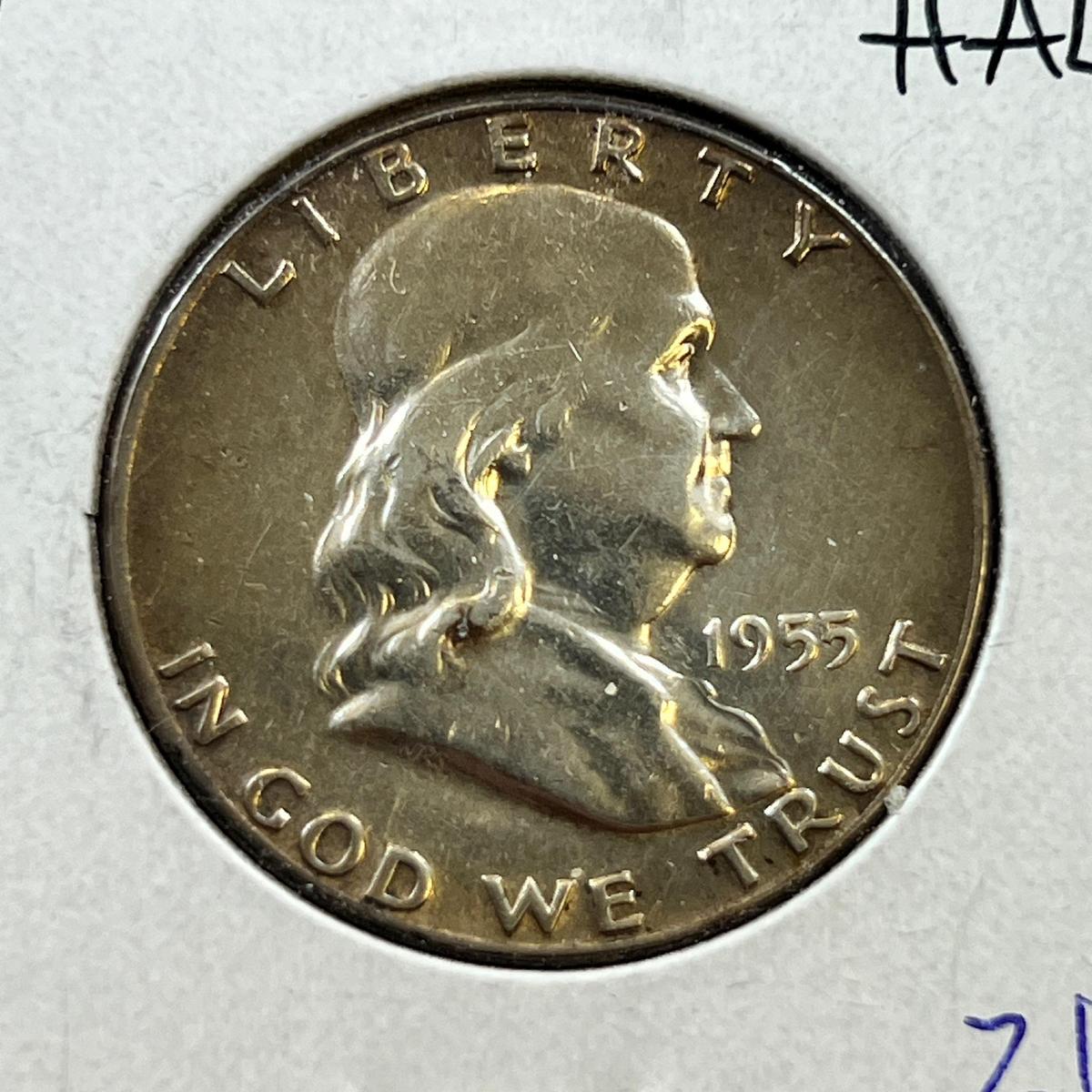 1955 Franklin Half Dollar, 90% Silver