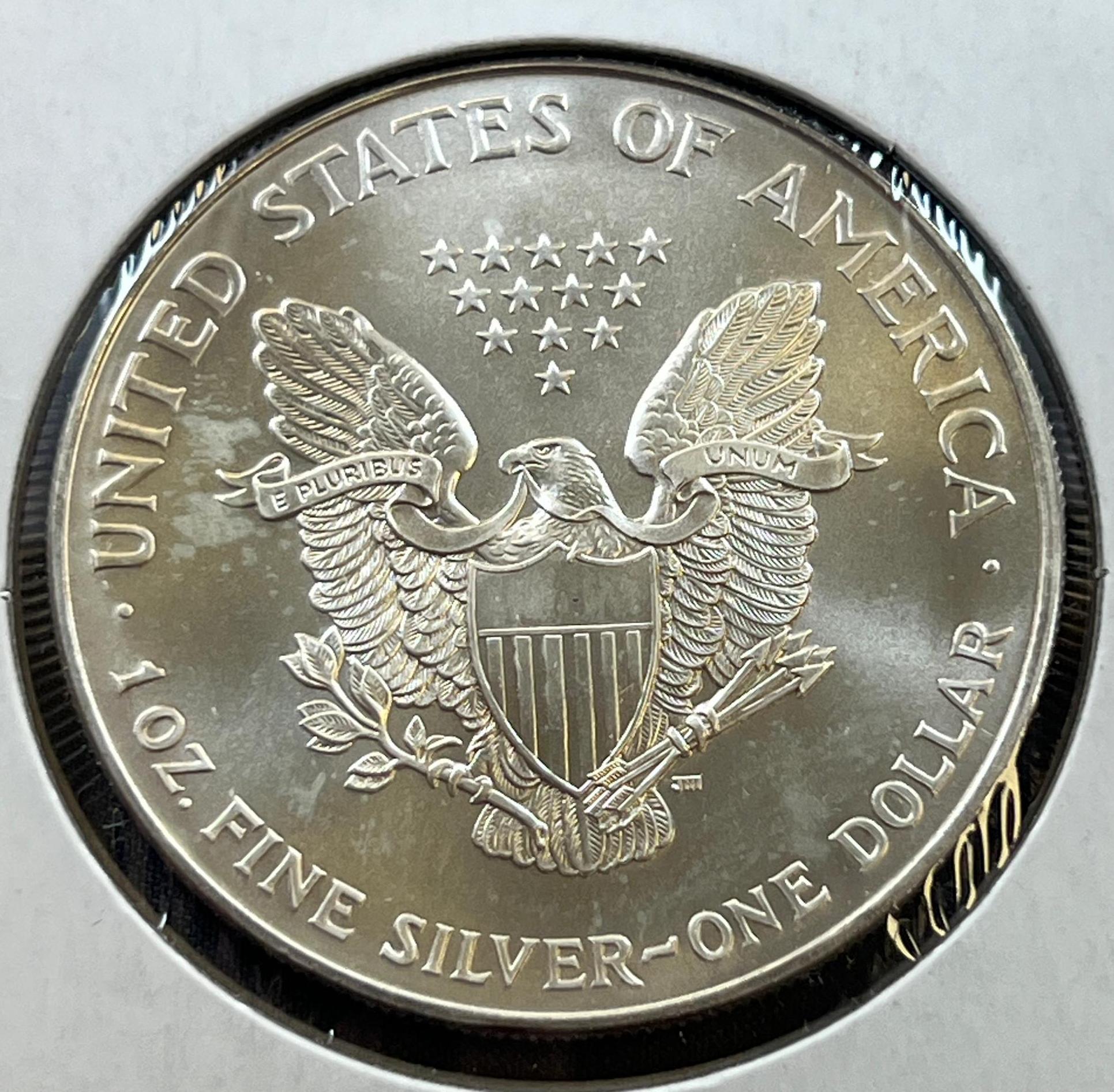 1995 US Silver Eagle Dollar Coin, .999 Fine Silver GEM UNC