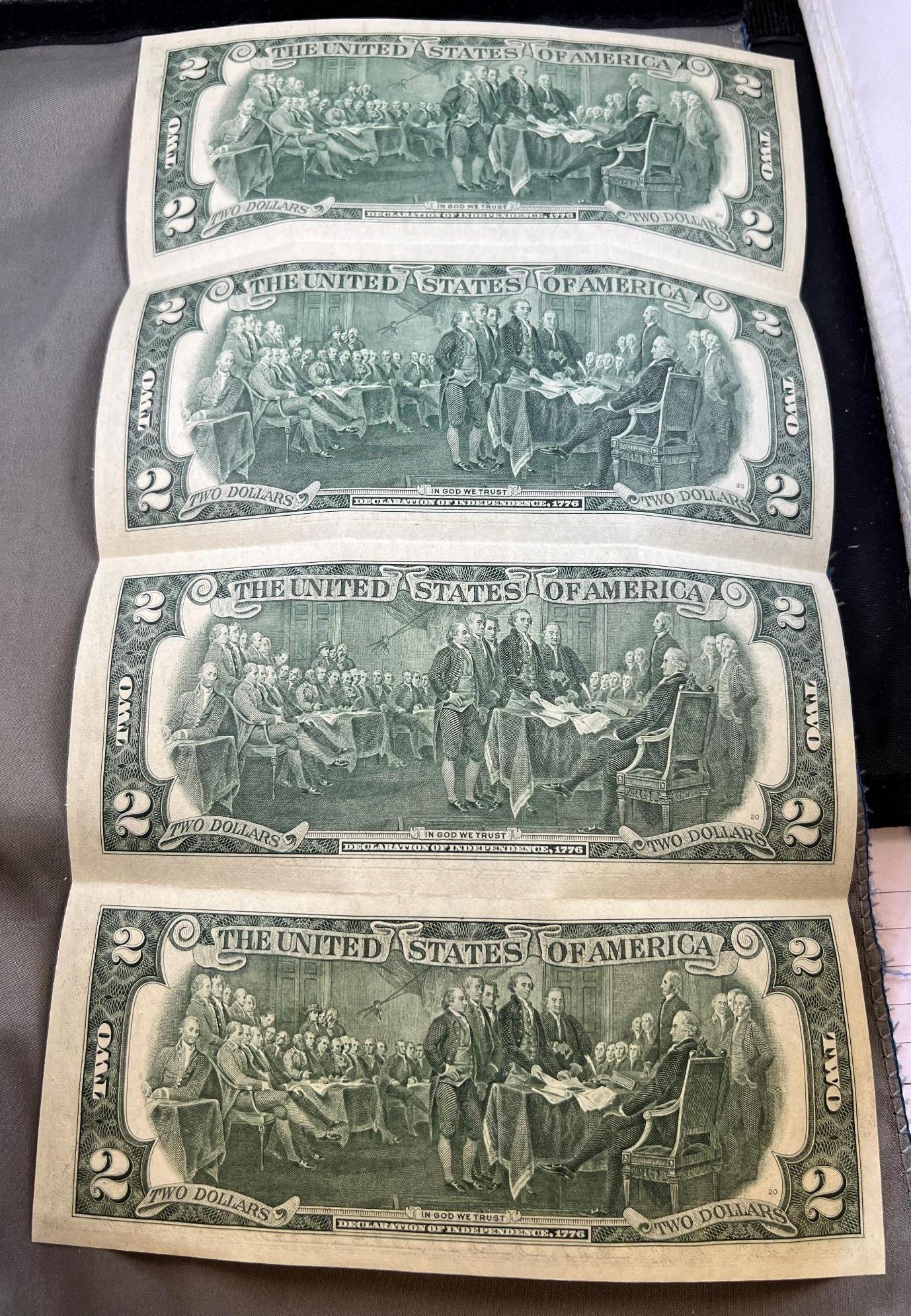 Uncut sheet of 4- 1976 $2.00 Federal Reserve STAR notes, this had been folded, but UNC