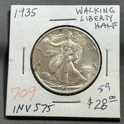 1935 US Walking Liberty Half Dollar, 90% Silver