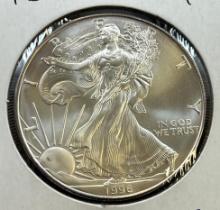 1996 US Silver Eagle Dollar Coin, .999 Fine Silver, GEM UNC