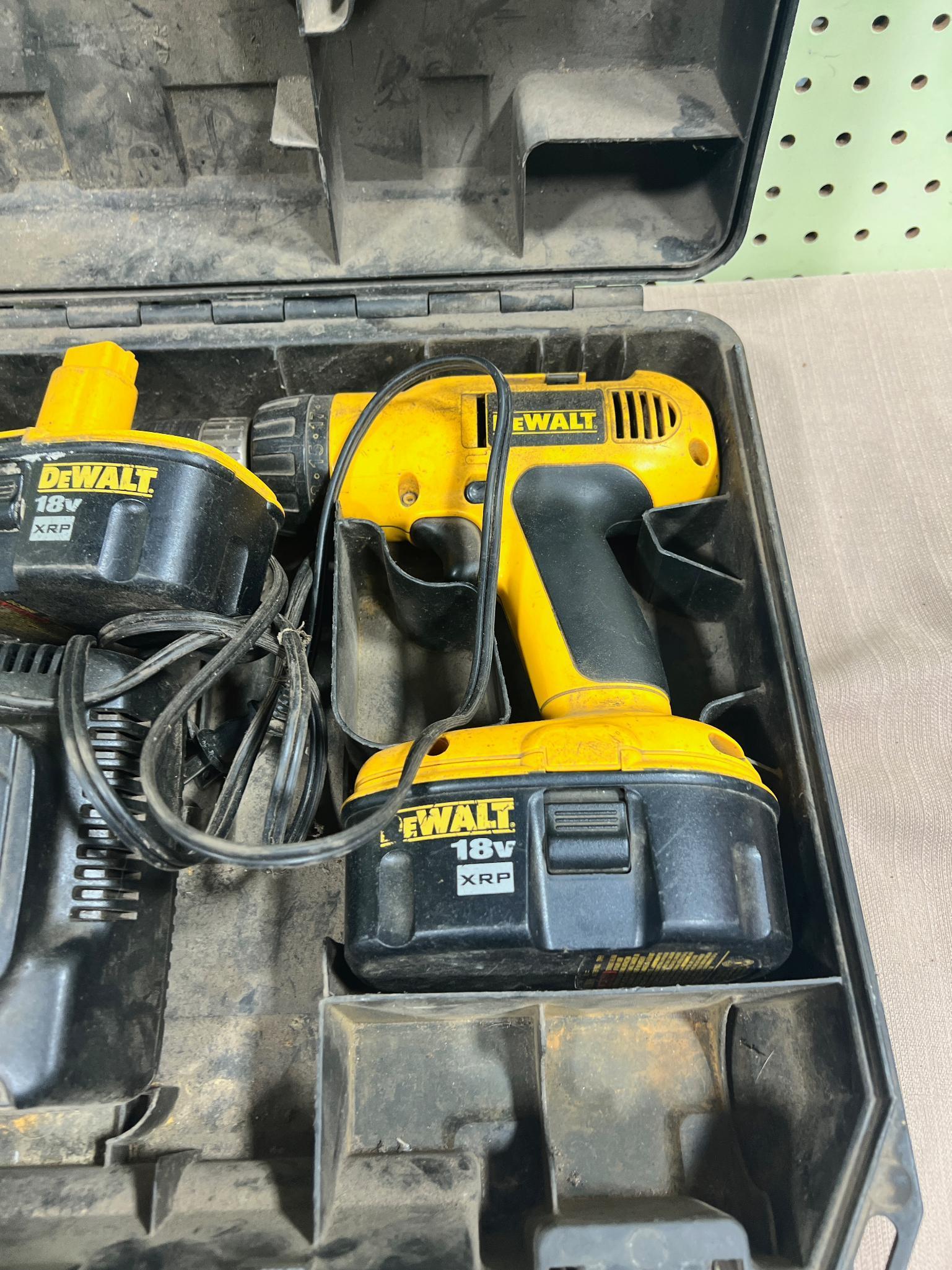 Dewalt 18 Volt Drill w/ 2 batteries, charger and drill, both batteries currently have a charge
