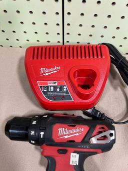 Milwaukee no. 2408-20 3/8 Hammerdrill w/ 2.0 AH battery and M12 Charger,