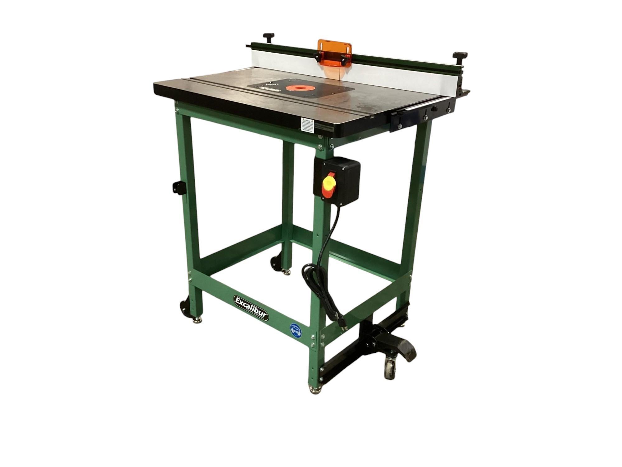 New Unused Excalibur Floor Model Router Table with Heavy-Duty Cast-Iron Top, Router Lift and Fence