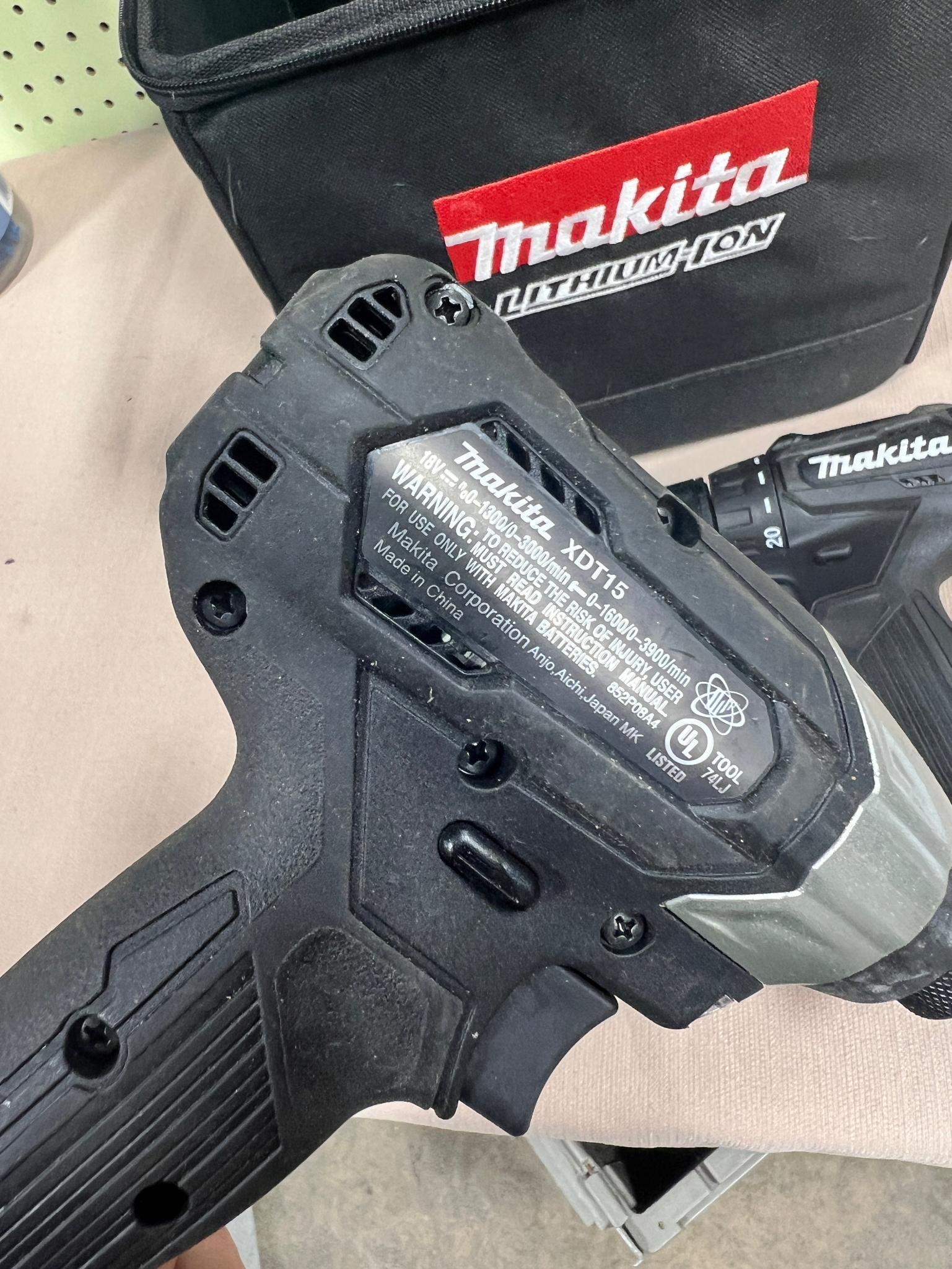 Makita carry bag w/ 18v Drill and Impact Driver, unused, XDT15 and XFD11