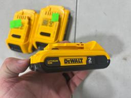 3- 20 Volt 2.0 ah Dewalt Batteries, all w/ 2023 dates, unused