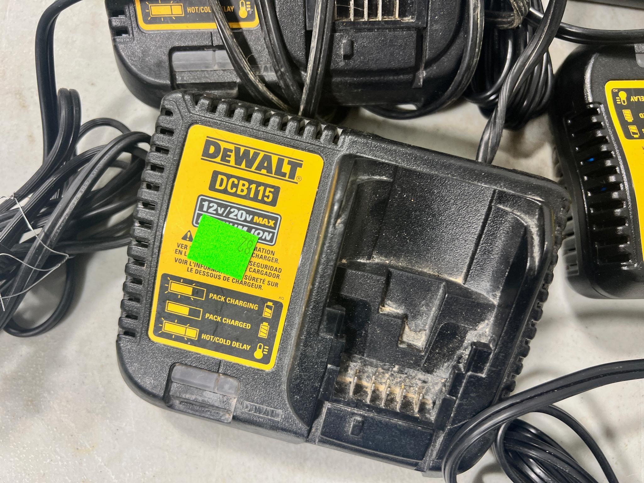 4- Dewalt 20V chargers, 2- DC115 and 2-DC112