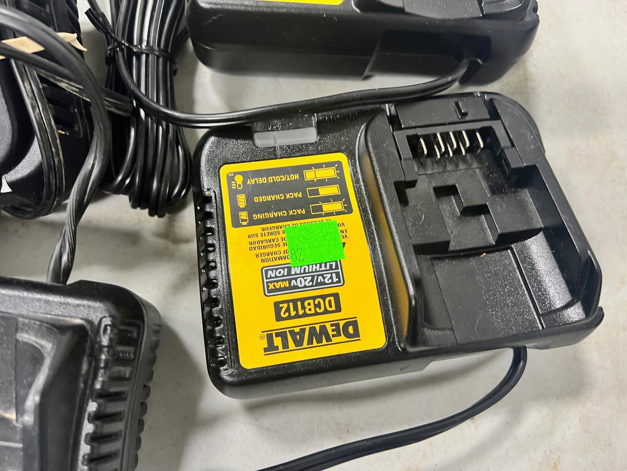 4- Dewalt 20V chargers, 2- DC115 and 2-DC112