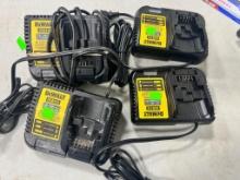 4- Dewalt 20V chargers, 2- DC115 and 2-DC112