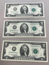 3- 1976 $2.00 Notes w/ Sequential serial numbers