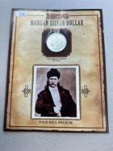 1896 Morgan Silver Dollar W/ Story card and USA Stamp