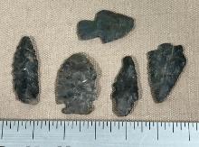 Arrowheads lot of 5 Points Richland Co. Ohio longest is 2 1/2"