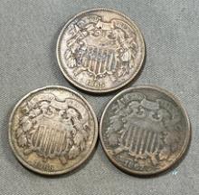 1865, 1867, 1868 2 Cent Pieces