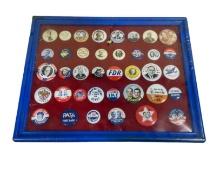 Political Button set w/ frame