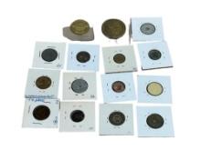 Token lot including Railroad, Mason coins, Tax Tokens